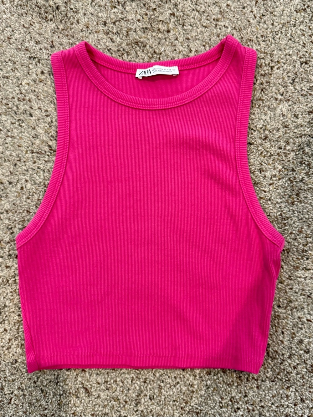 Zara Girl’s Bright Pink Ribbed Crop Tank